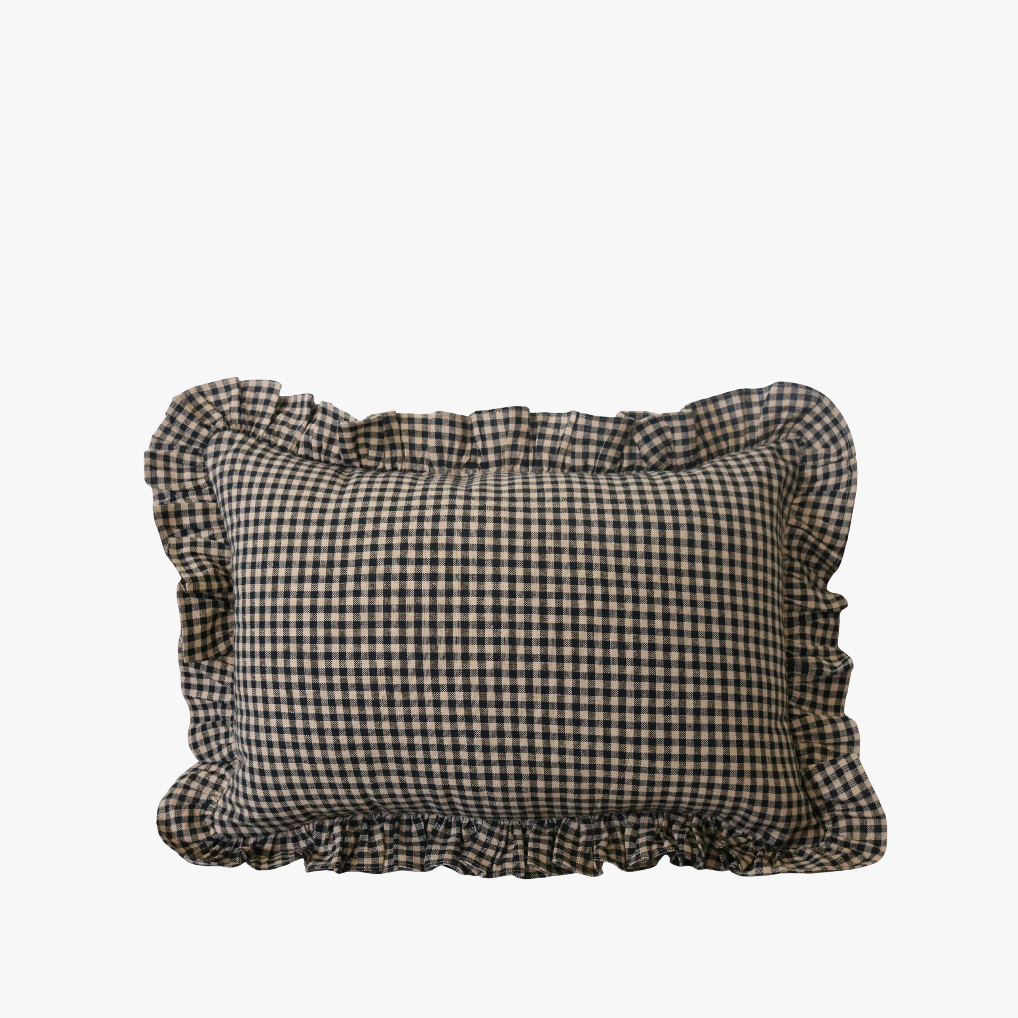 Handloom Gingham Ruffle Black and Tan