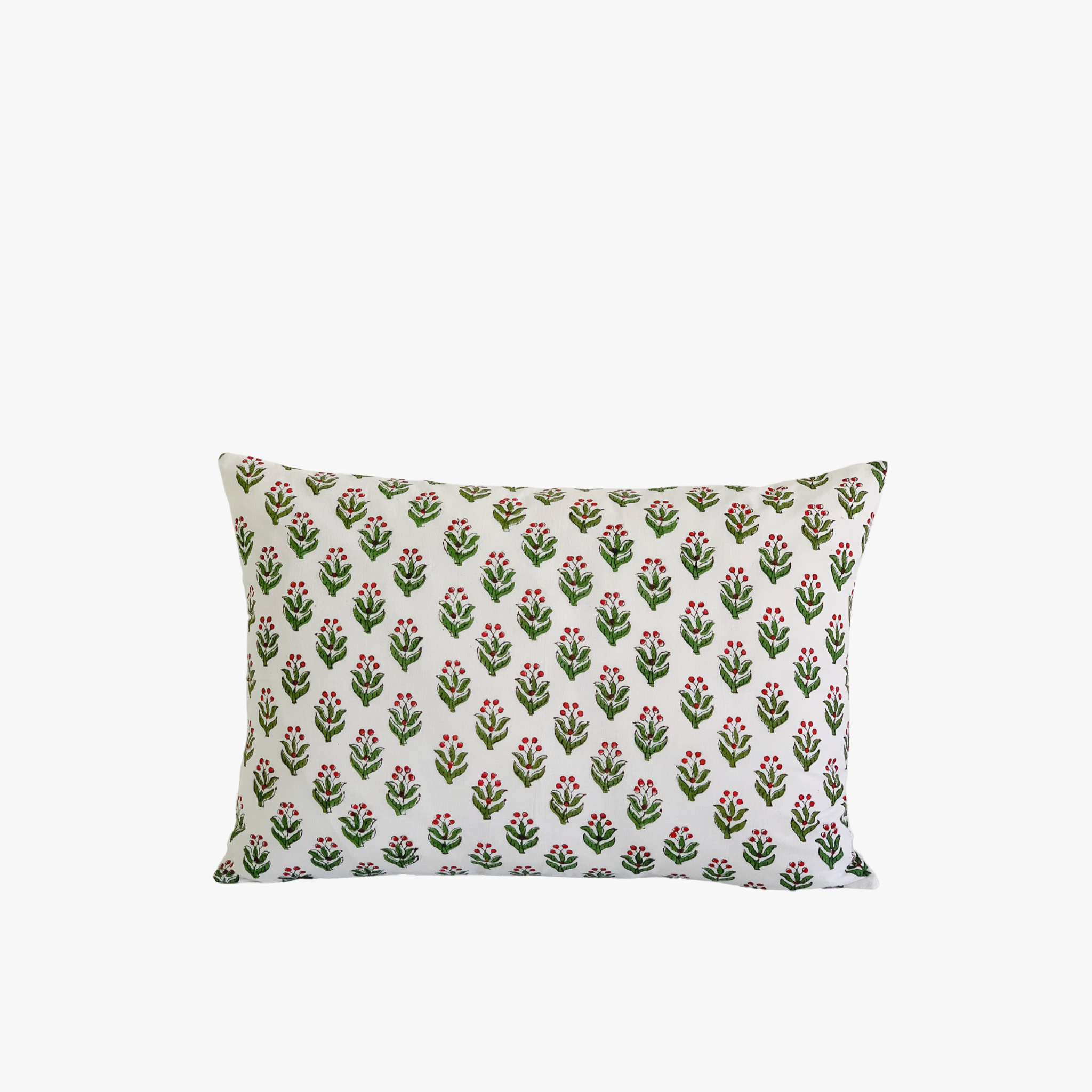 Cherry Holly Block Print Pillow Cover