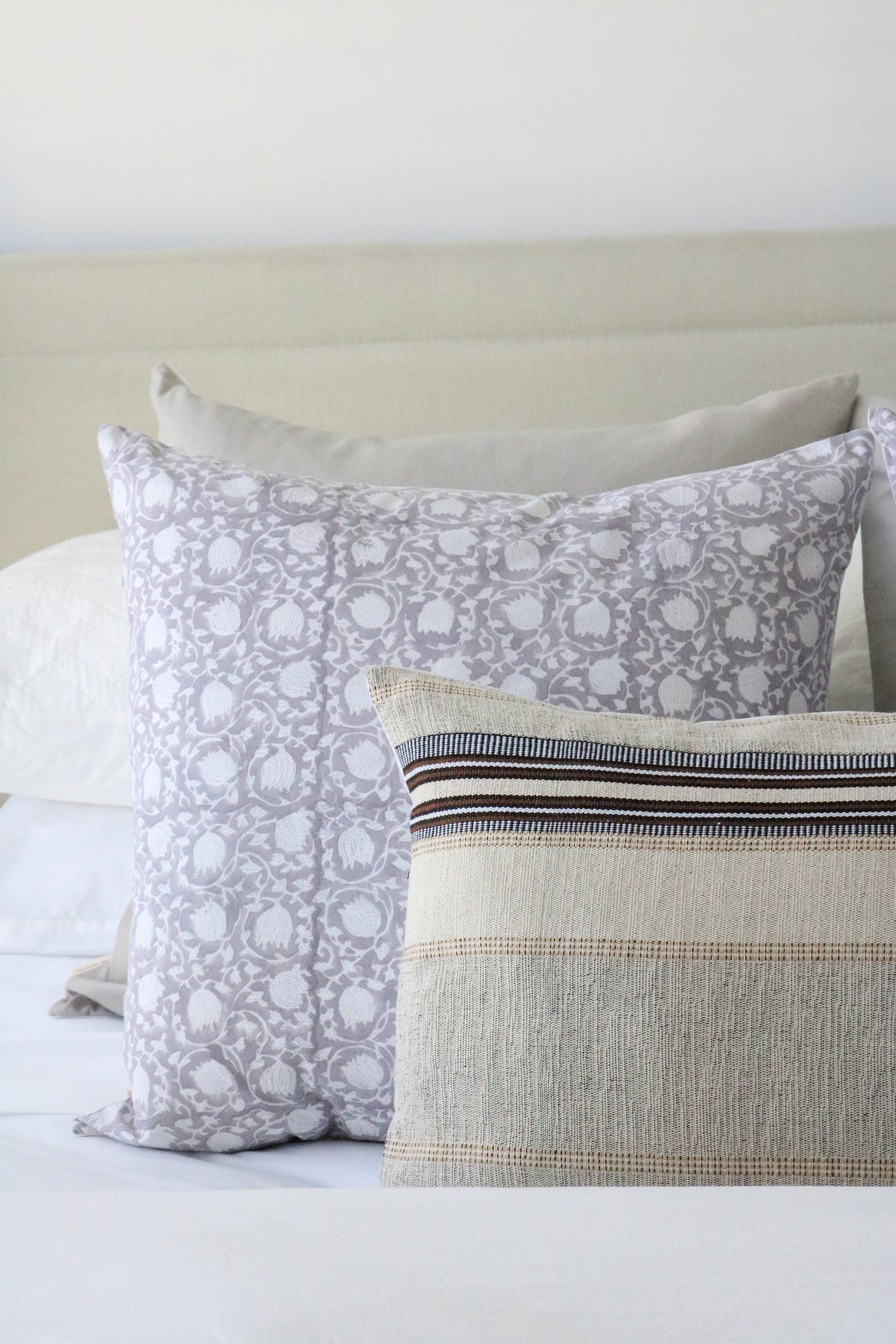 Pearly Block Print Pillow Cover