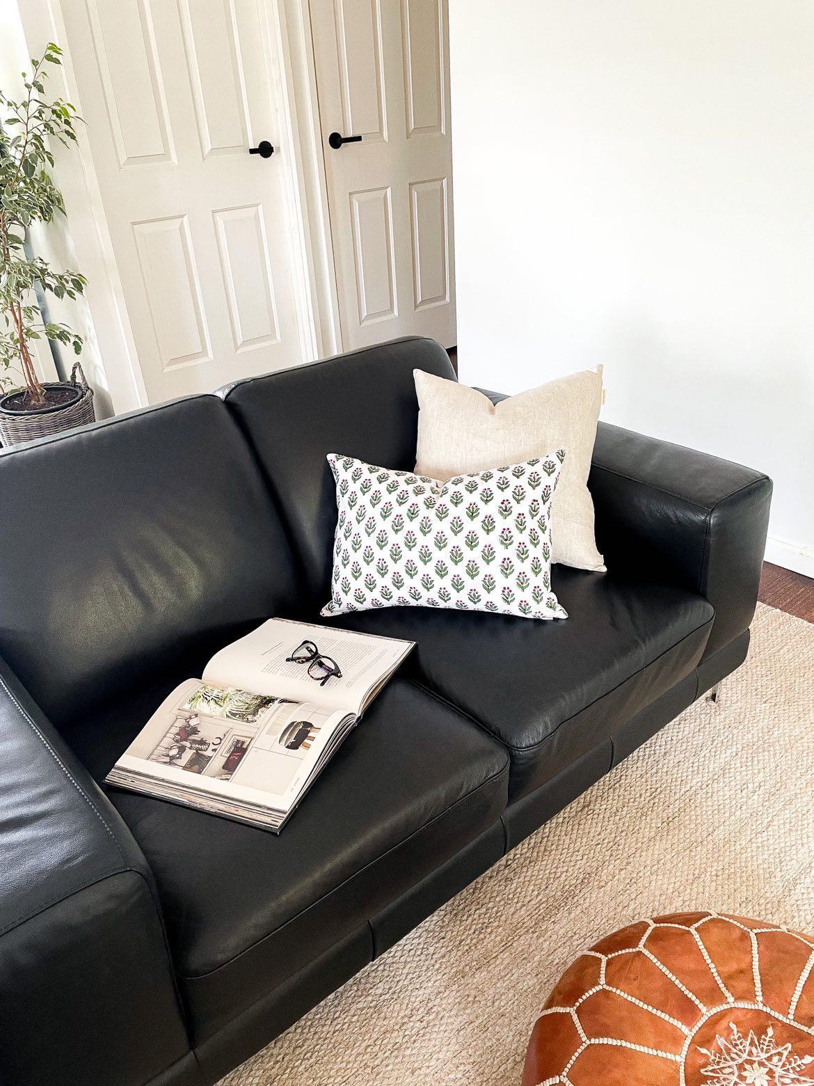 Cherry Holly Block Print Pillow Cover