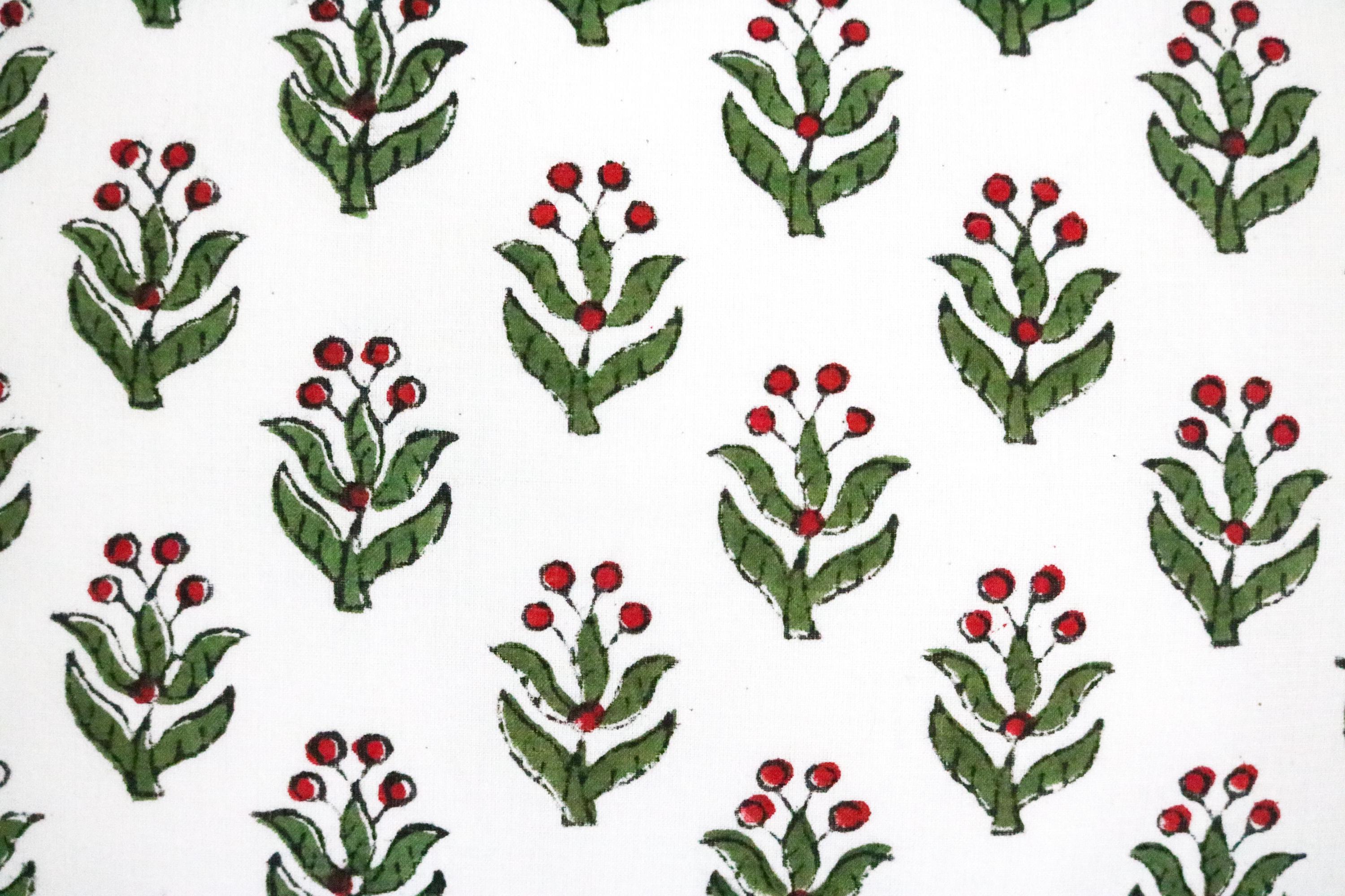Cherry Holly Block Print Pillow Cover