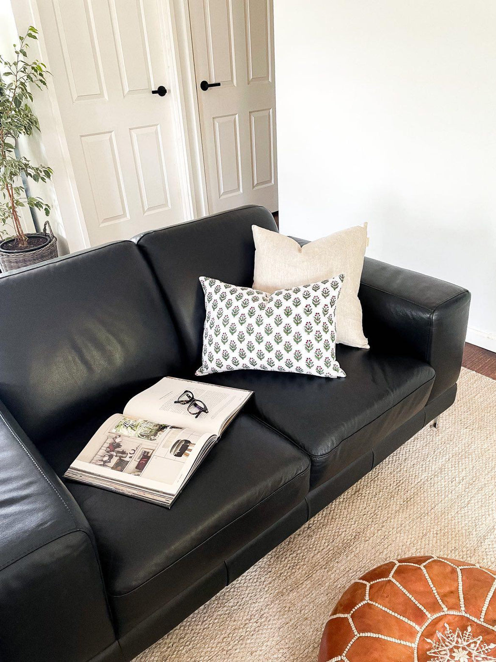 Cherry Holly Block Print Pillow Cover