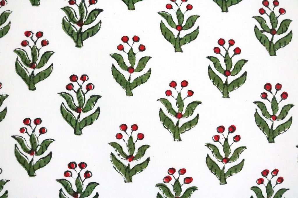 Cherry Holly Block Print Pillow Cover